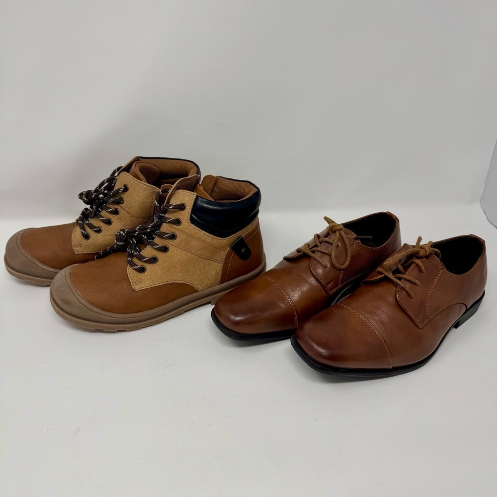 Bravo! | Boys Size 2 Shoe Bundle, Brown Dress Shoes and Boots- EUC